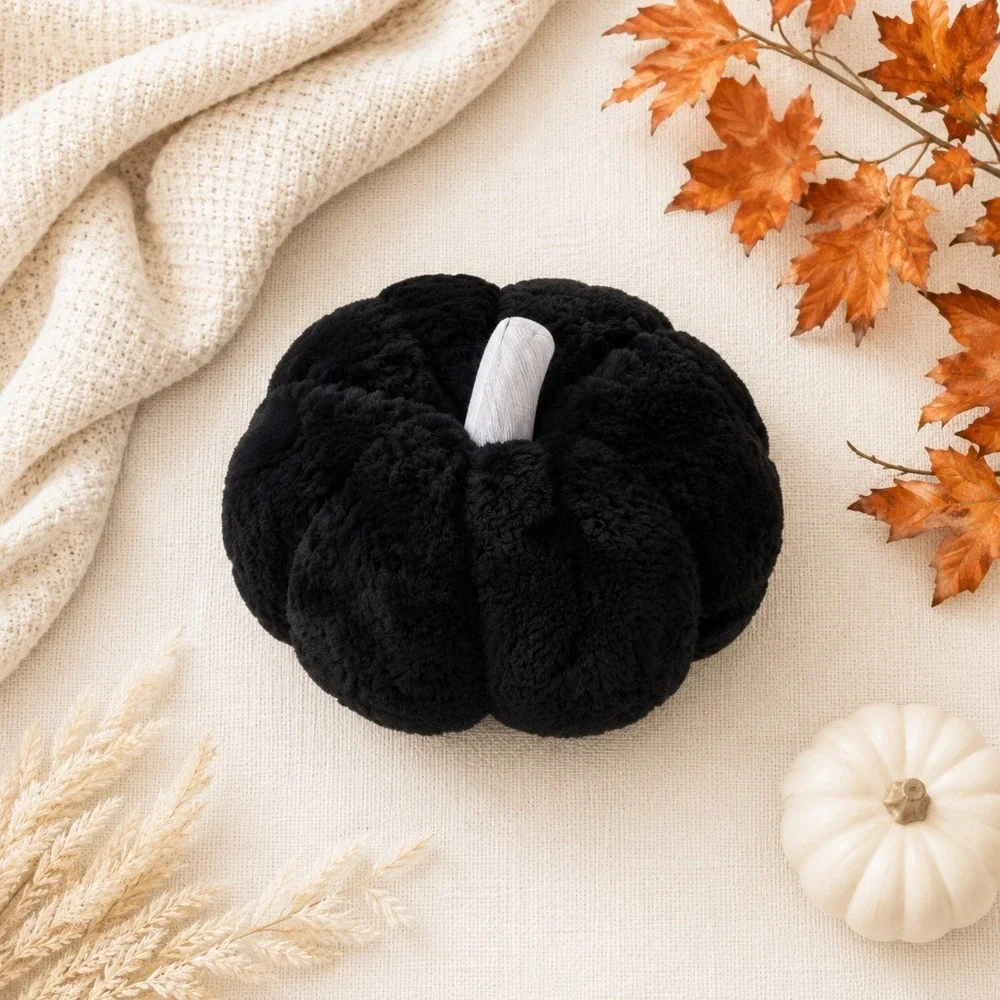 Hyde and EEK Boutique Black Plush Pumpkin Pillow 8x10 Halloween Decor